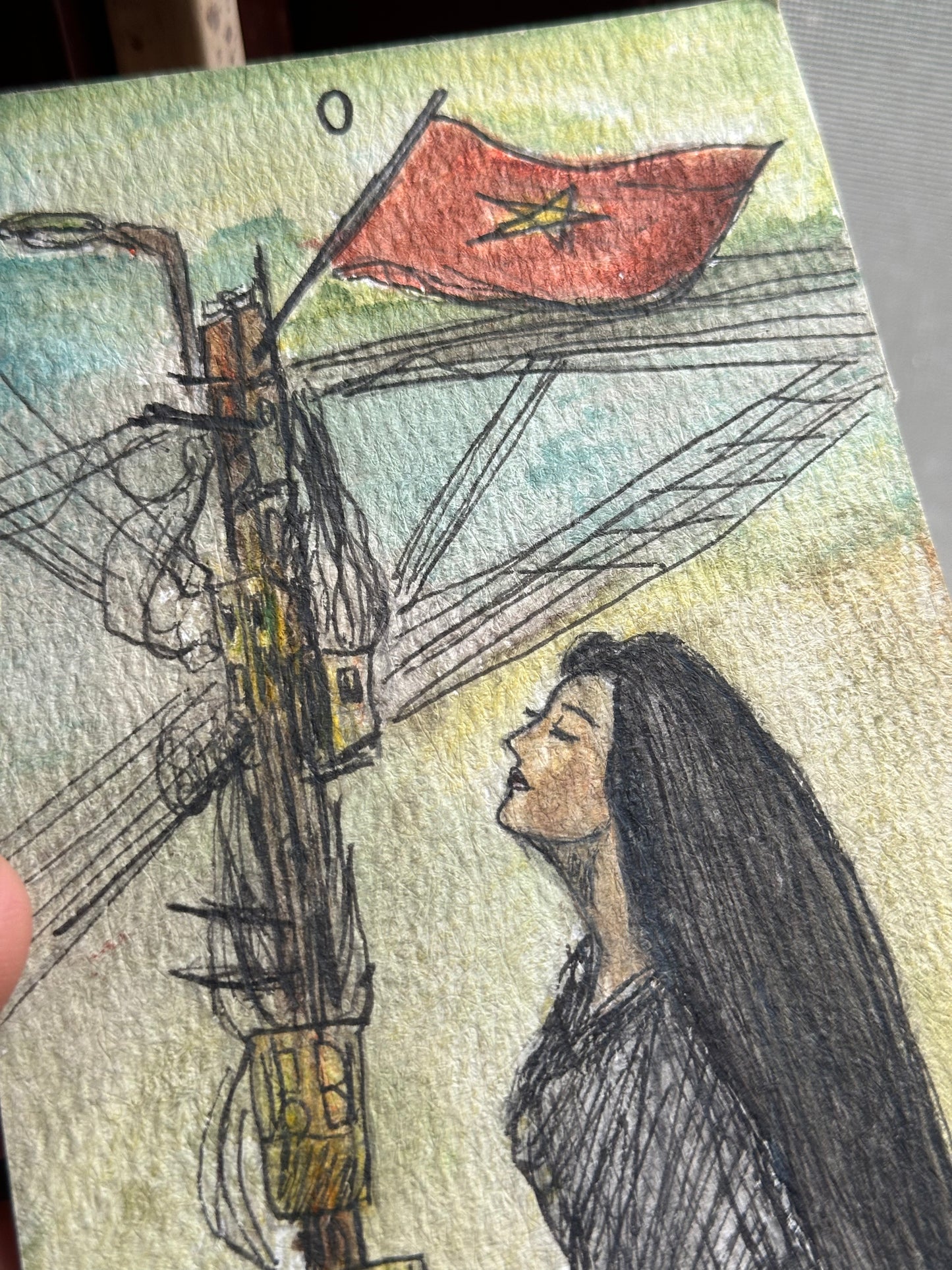 RARE — Quên Tarot: The Fool in Hanoi, Vietnam | Original Watercolor Painting on Art Paper (A6)