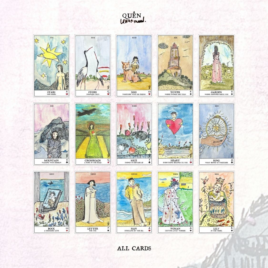 Quên Lenormand | Independent Art Lenormand Deck by Duy Khanh Vo
