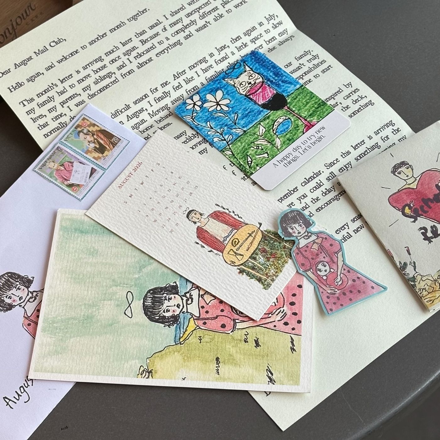 AUGUST 2026 MONTHLY SNAIL MAIL TAROT CLUB — HOME & NEW BEGINNINGS | Tarot Mail by Duy Khanh Vo | Handwritten Letters, Postcards, Oracle Cards & Lenormand Reading Kit