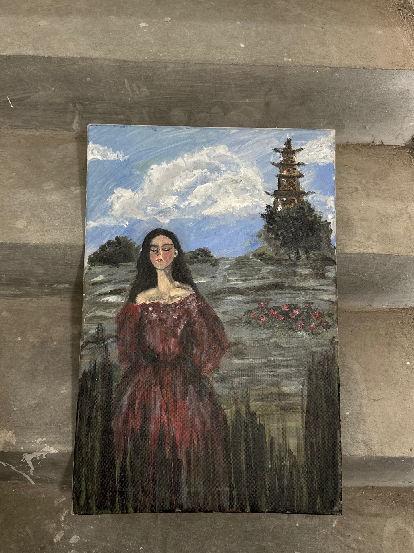 The Tower — Leaving Behind | Original Acrylic Painting on Canvas (40 × 60 cm)