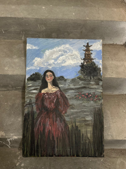 The Tower — Leaving Behind | Original Acrylic Painting on Canvas (40 × 60 cm)