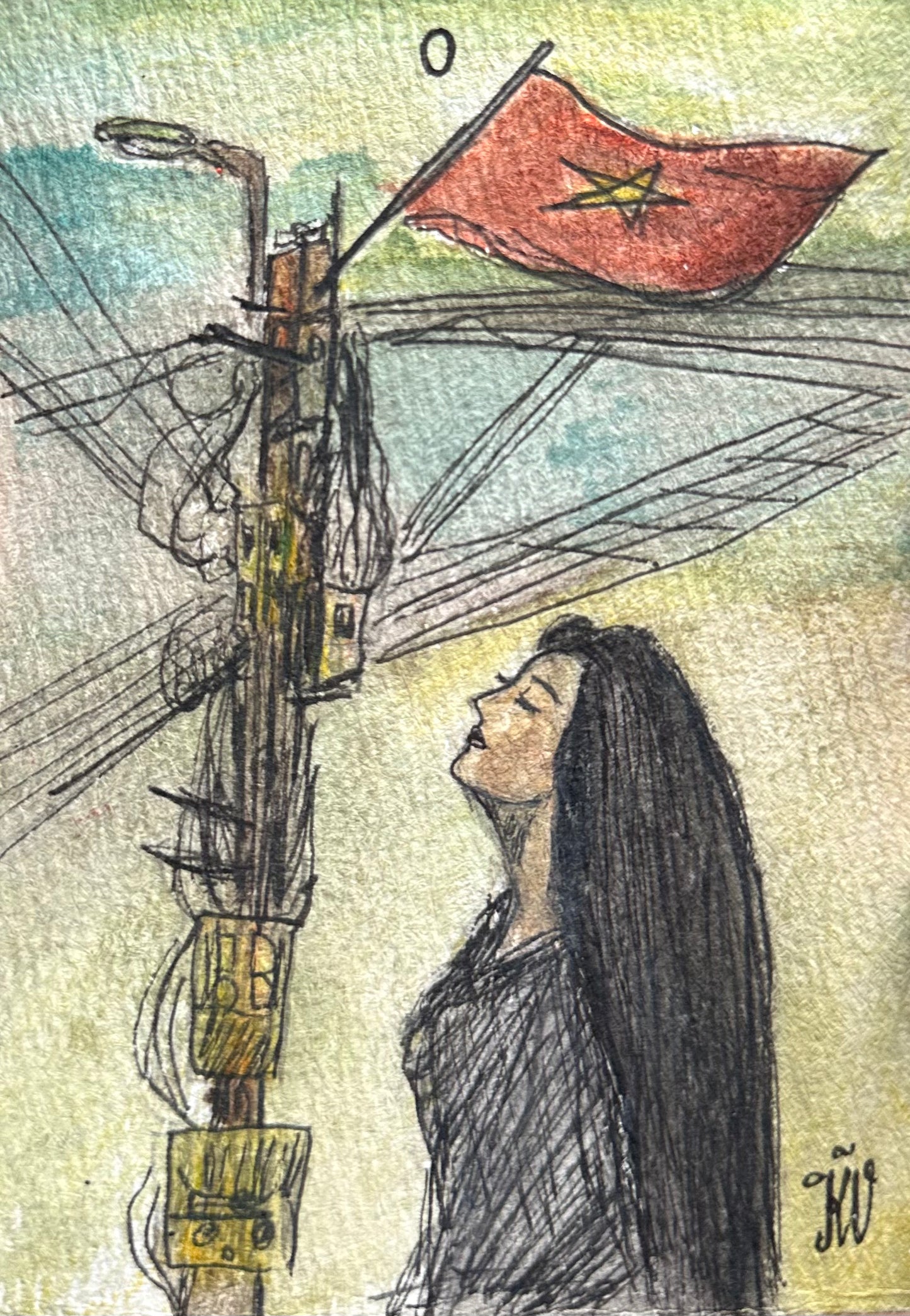 RARE — Quên Tarot: The Fool in Hanoi, Vietnam | Original Watercolor Painting on Art Paper (A6)