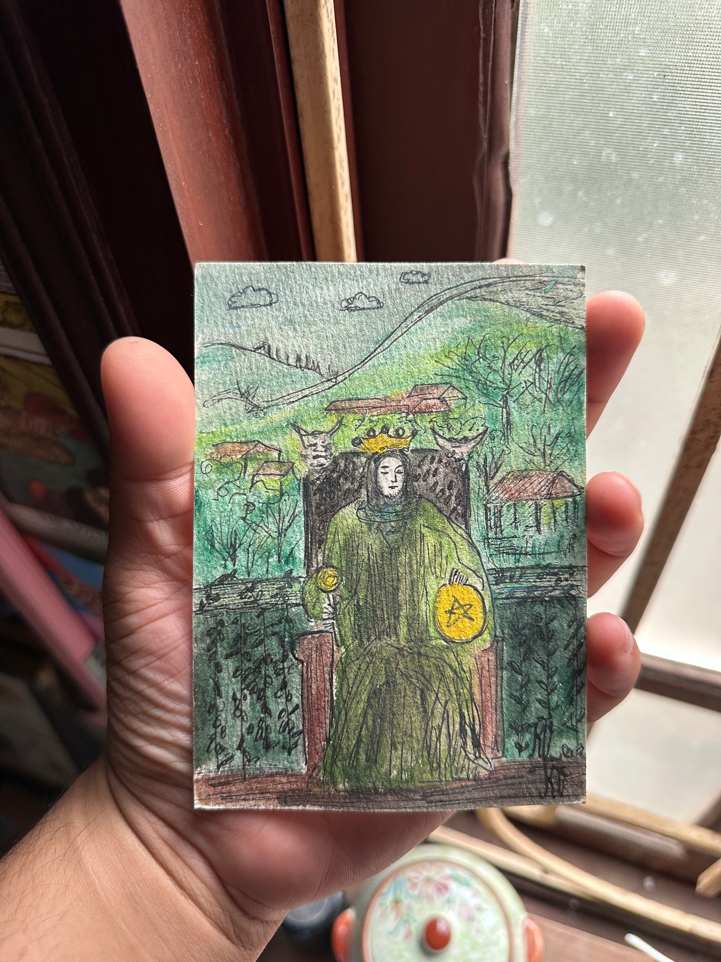 RARE — Quên Tarot: King of Pentacles in Ha Giang, Vietnam | Original Watercolor Painting on Art Paper (A6)