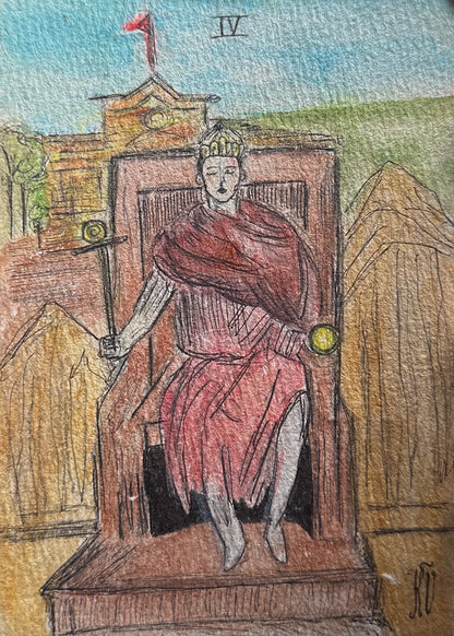 RARE — Quên Tarot: The Emperor in Hai Phong, Vietnam | Original Watercolor Painting on Art Paper (A6)
