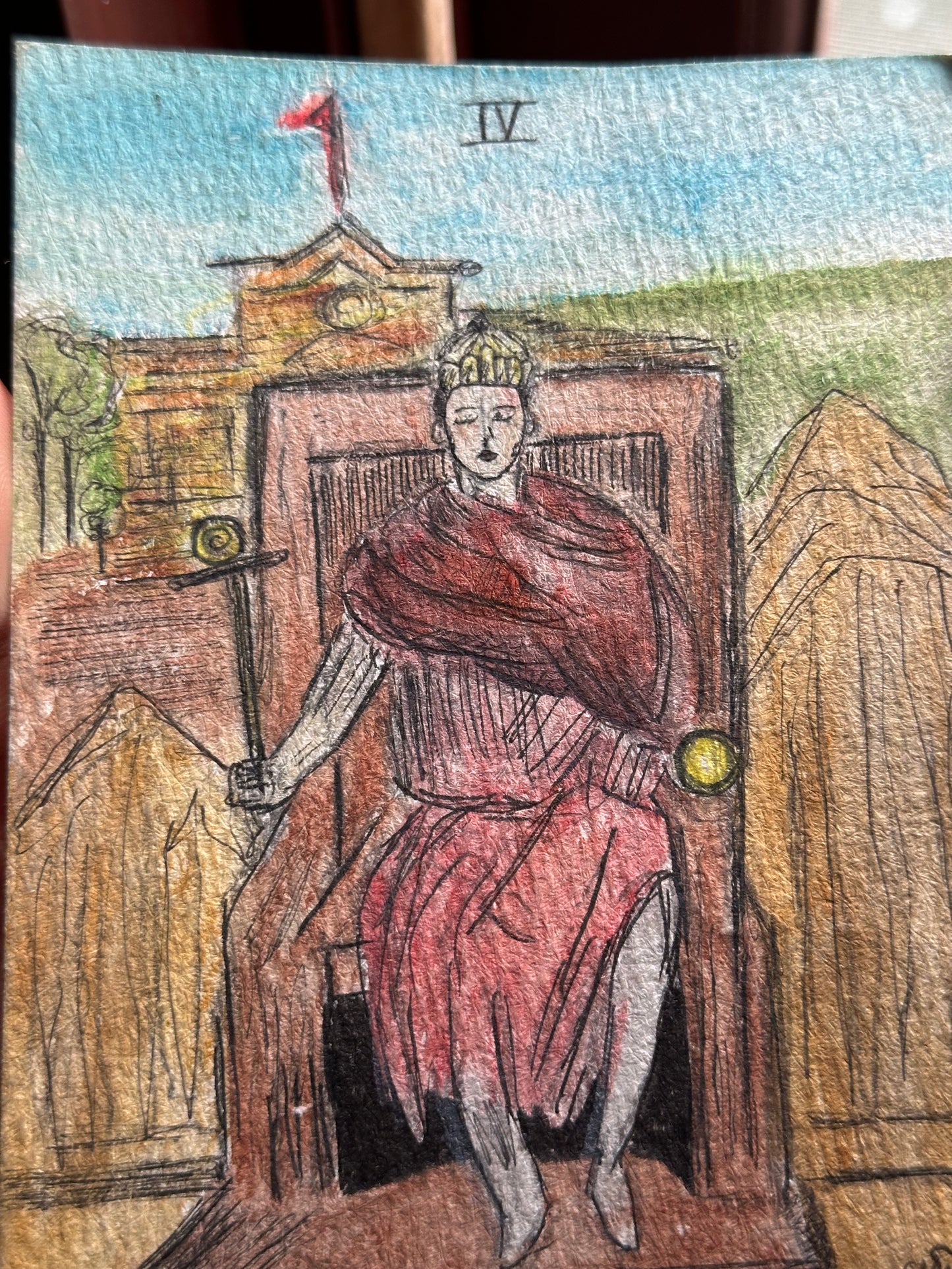 RARE — Quên Tarot: The Emperor in Hai Phong, Vietnam | Original Watercolor Painting on Art Paper (A6)