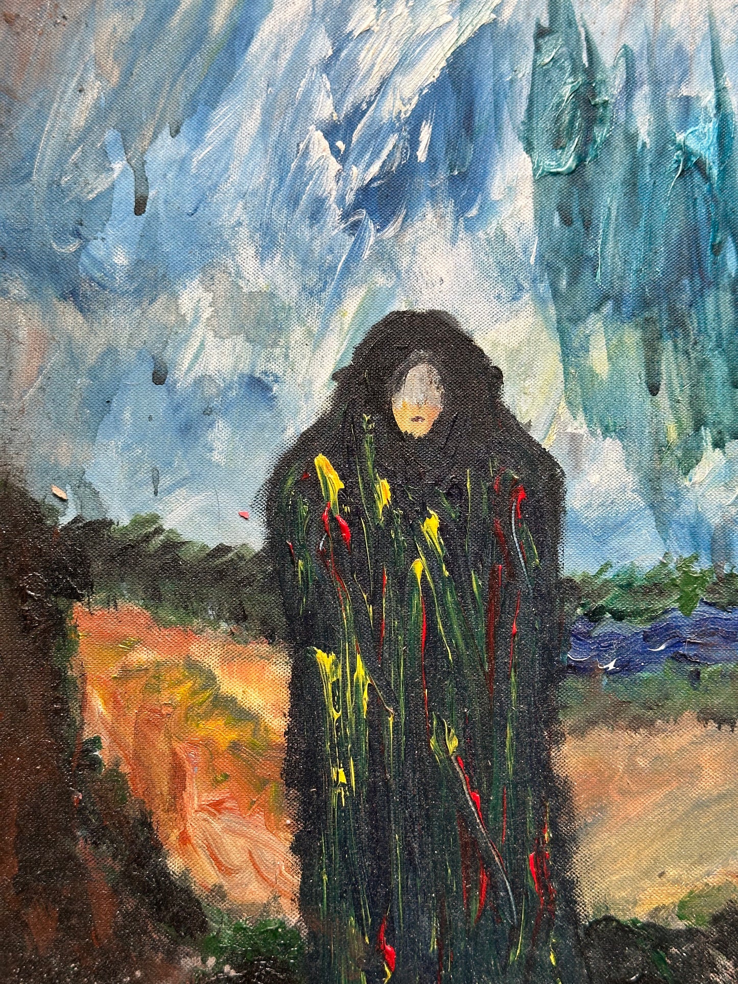 Five of Cups — Silence | Original Acrylic Painting on Canvas (20 × 20 cm)