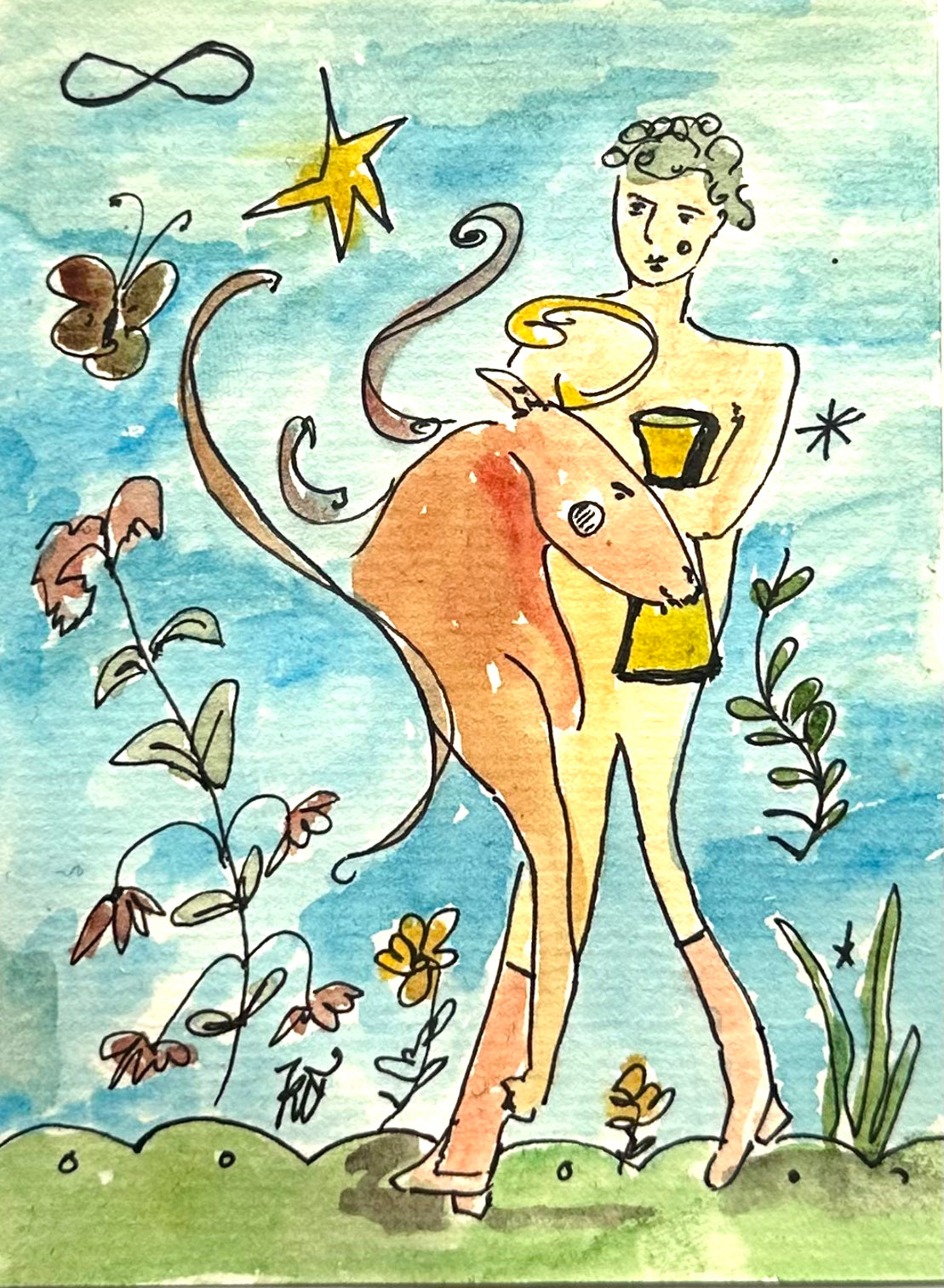 RARE — Quên Lenormand: Year of the Horse | Original Watercolor Painting on Art Paper (7 × 10 cm)