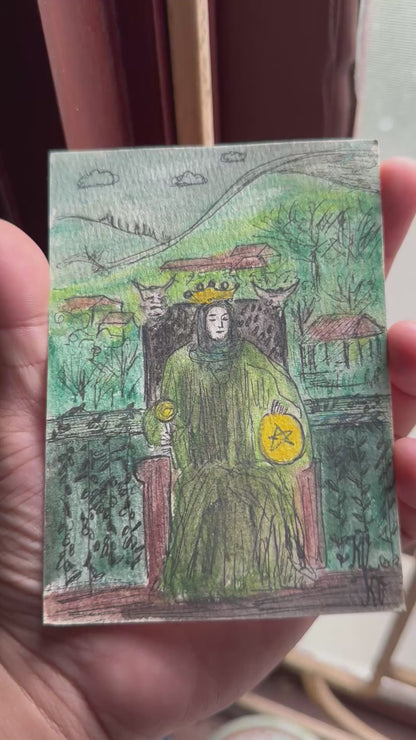 RARE — Quên Tarot: King of Pentacles in Ha Giang, Vietnam | Original Watercolor Painting on Art Paper (A6)